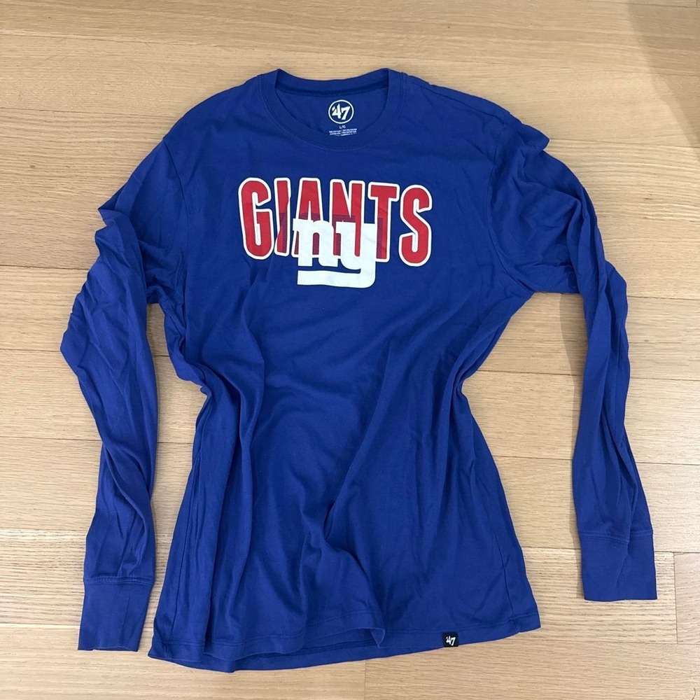 47 New York Giants blue long sleeve shirt